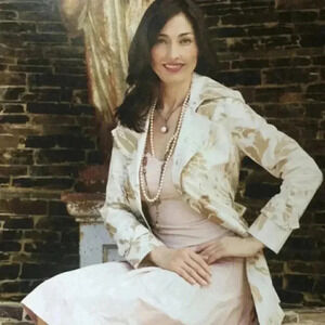 CAbi Gold Foil Print Trench Coat